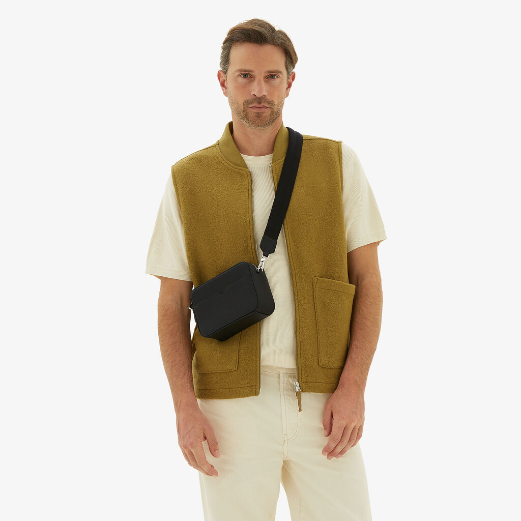 Valextra Borsa a tracolla da Uomo di Lusso Pelle Nera | Valextra V-Line Vendita Calda
