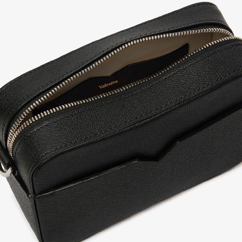 Valextra Borsa a tracolla da Uomo di Lusso Pelle Nera | Valextra V-Line Vendita Calda