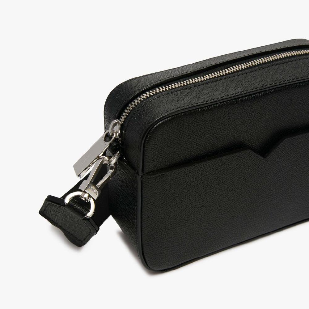 Valextra Borsa a tracolla da Uomo di Lusso Pelle Nera | Valextra V-Line Vendita Calda