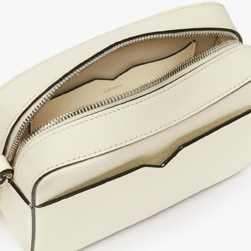 Valextra Borsa a tracolla da Uomo di Lusso in Pelle Bianca | Valextra V-Line Vendita Economica