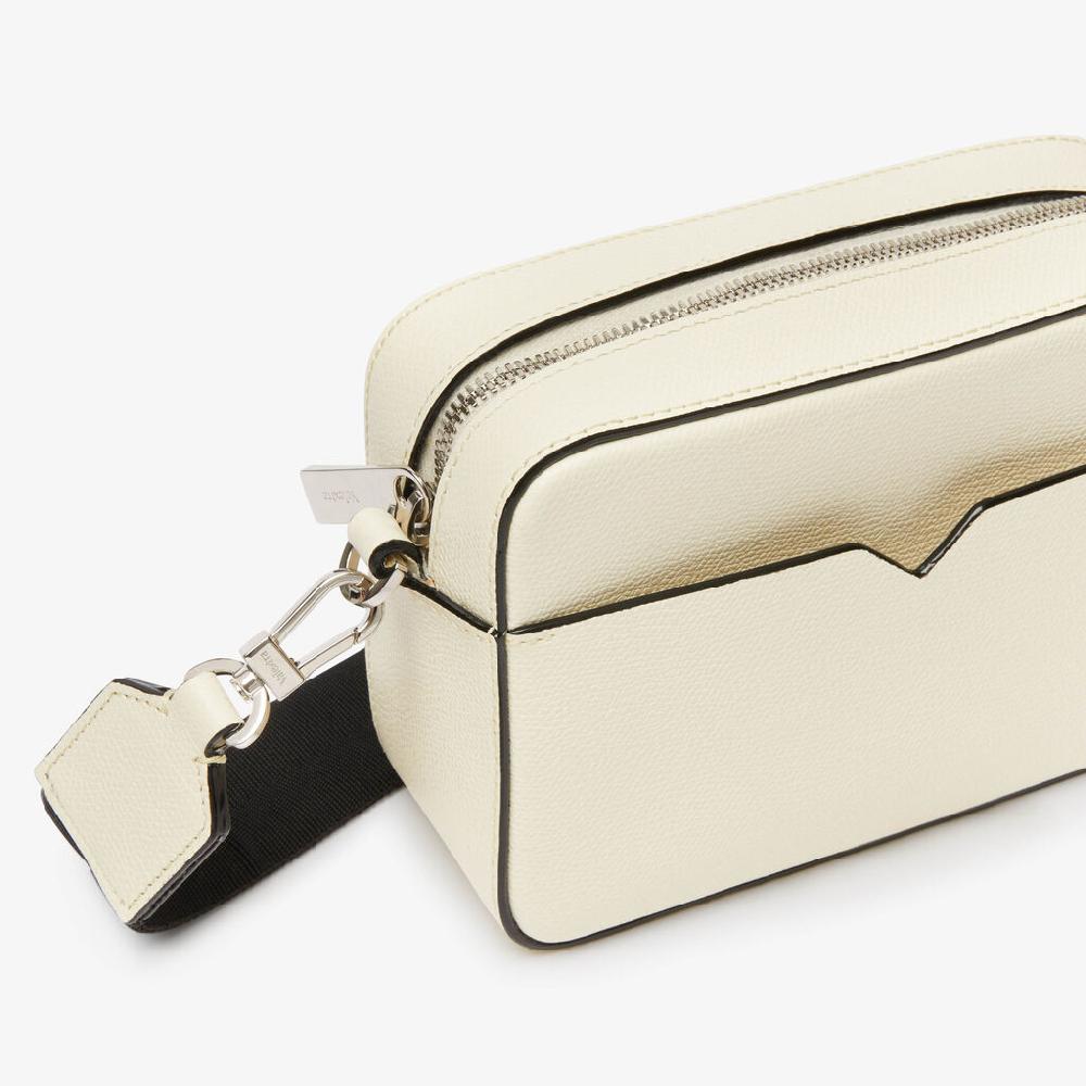 Valextra Borsa a tracolla da Uomo di Lusso in Pelle Bianca | Valextra V-Line Vendita Economica