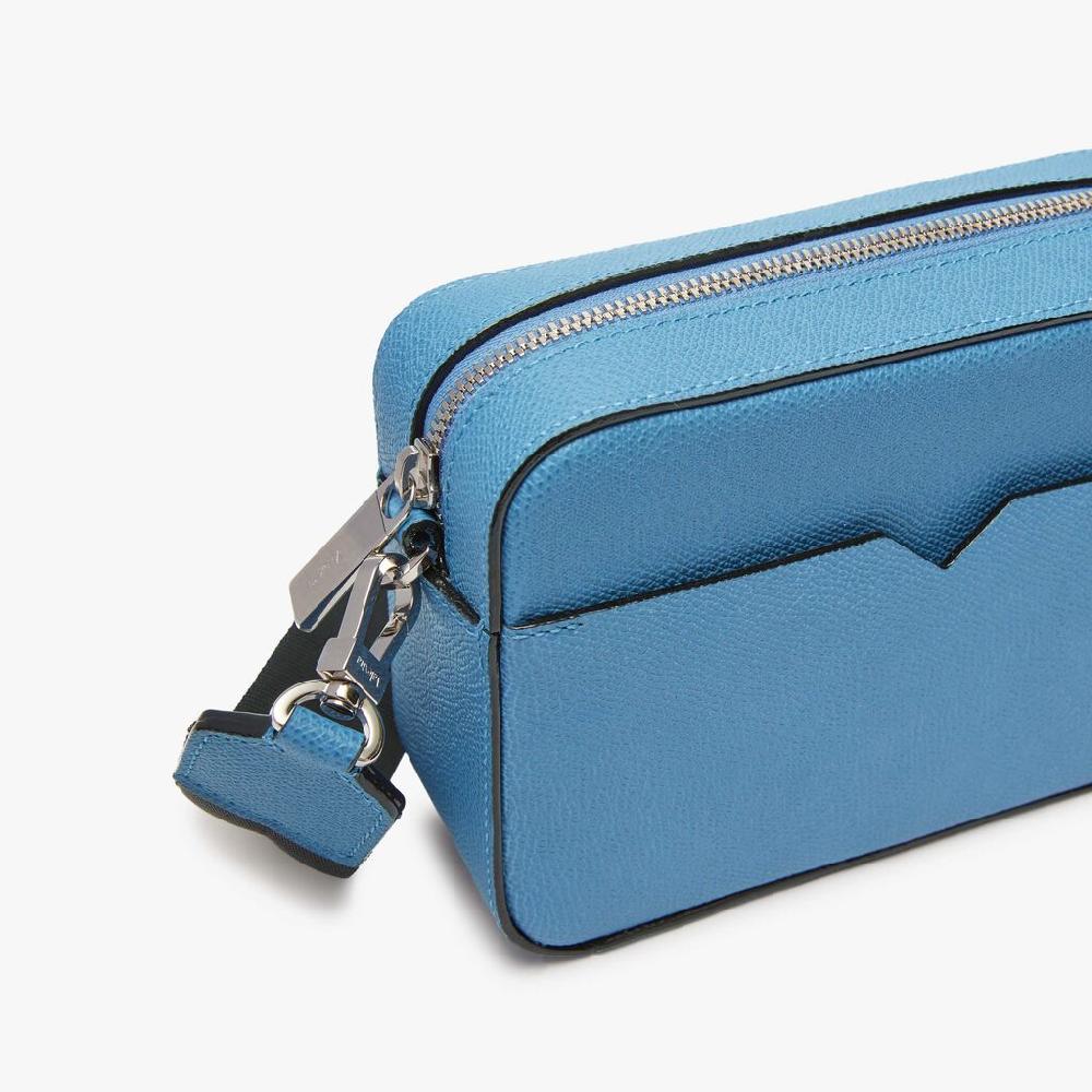 Valextra Borsa a tracolla Uomo di Lusso in Pelle Azzurra | Valextra V-Line Saldi Di Fabbrica