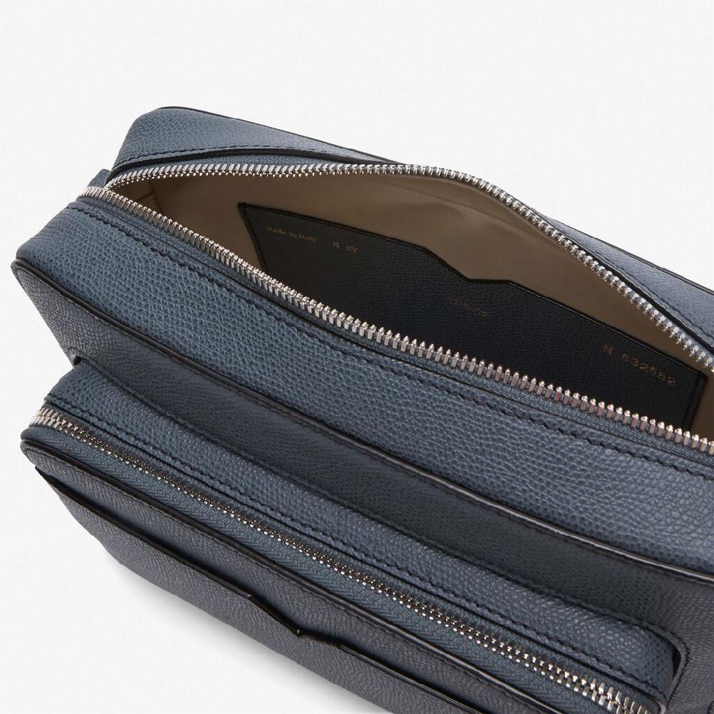Valextra Borsa compatta da Uomo in Pelle Grigia | Valextra V-Line In Saldo