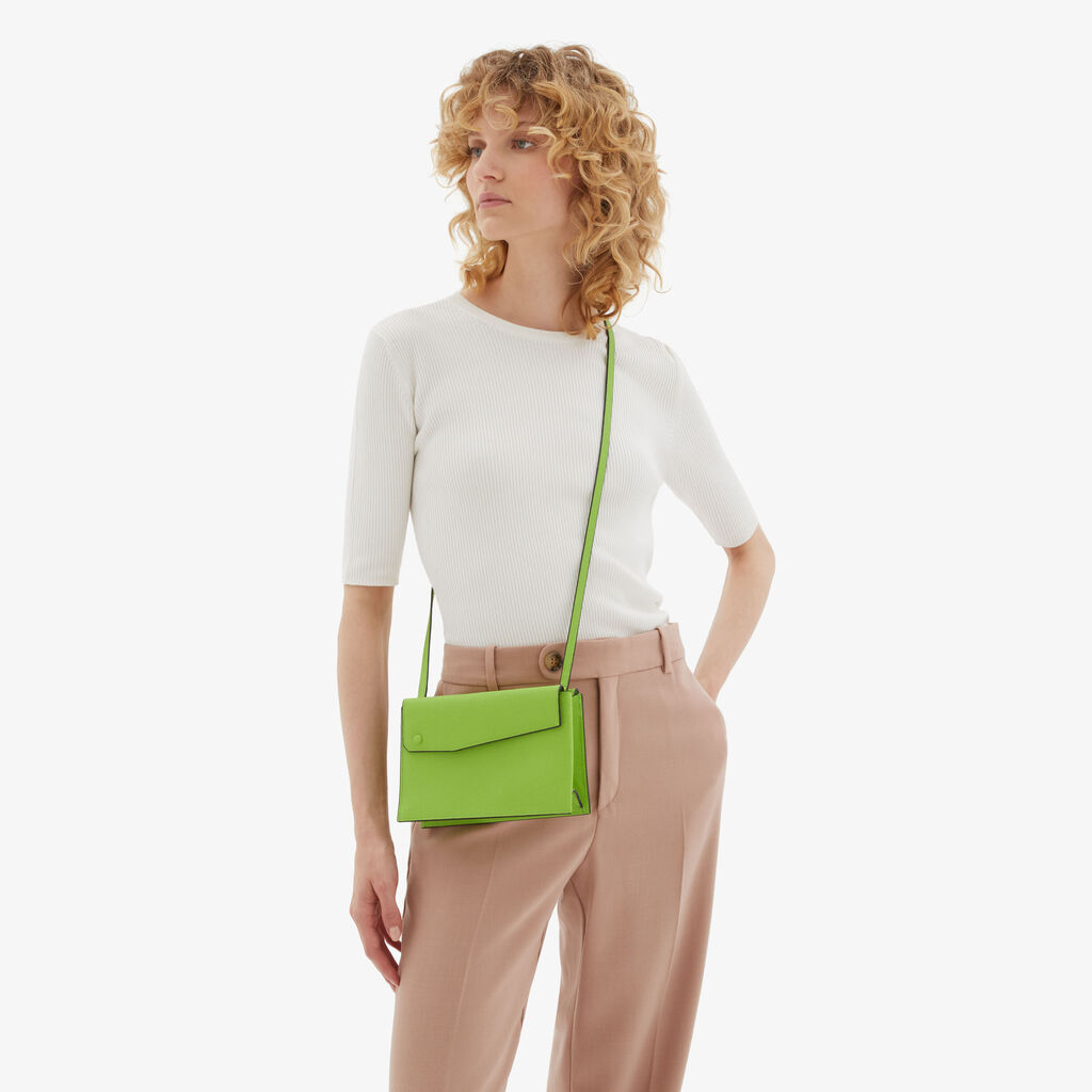 Valextra Borsa a tracolla da Donna in Pelle Verde | Valextra Pocket Italy