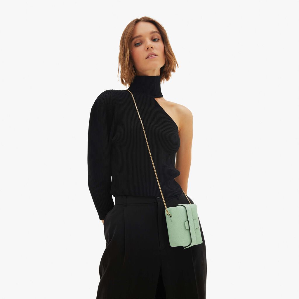 Valextra Borsa a tracolla Nano in Pelle Verde Acqua | Valextra Tric Trac In Linea