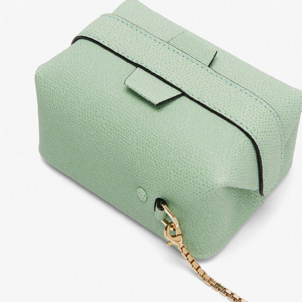 Valextra Borsa a tracolla Nano in Pelle Verde Acqua | Valextra Tric Trac In Linea