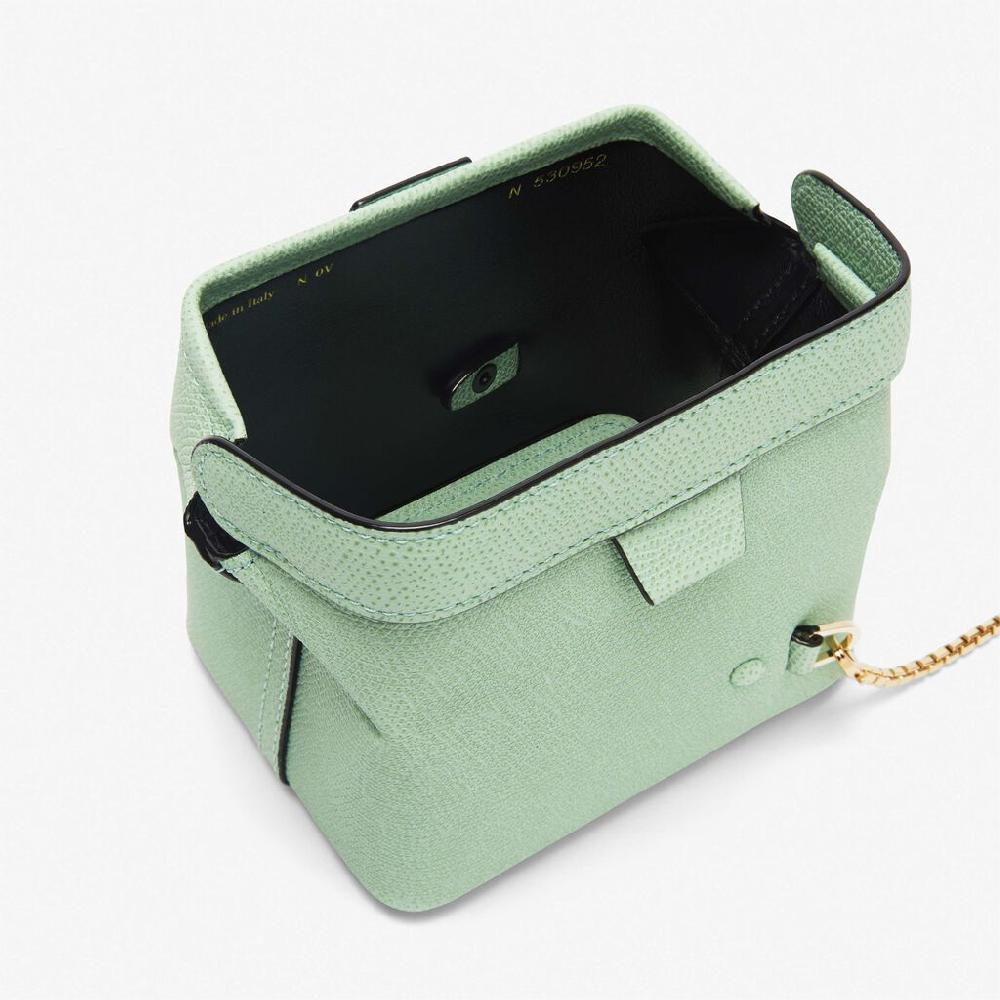 Valextra Borsa a tracolla Nano in Pelle Verde Acqua | Valextra Tric Trac In Linea