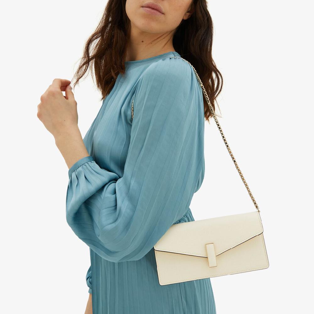 Valextra Pochette in Pelle Bianca con tracolla | Valextra Iside Vendita