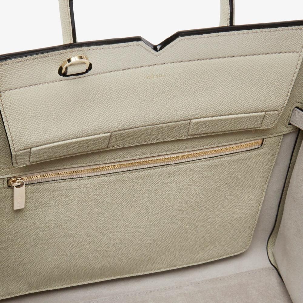 Valextra Borsa A Due Manici Milano Media | Pelle di vitello Millepunte Soft | Grigio Lino | Valextra Pezzi Unici