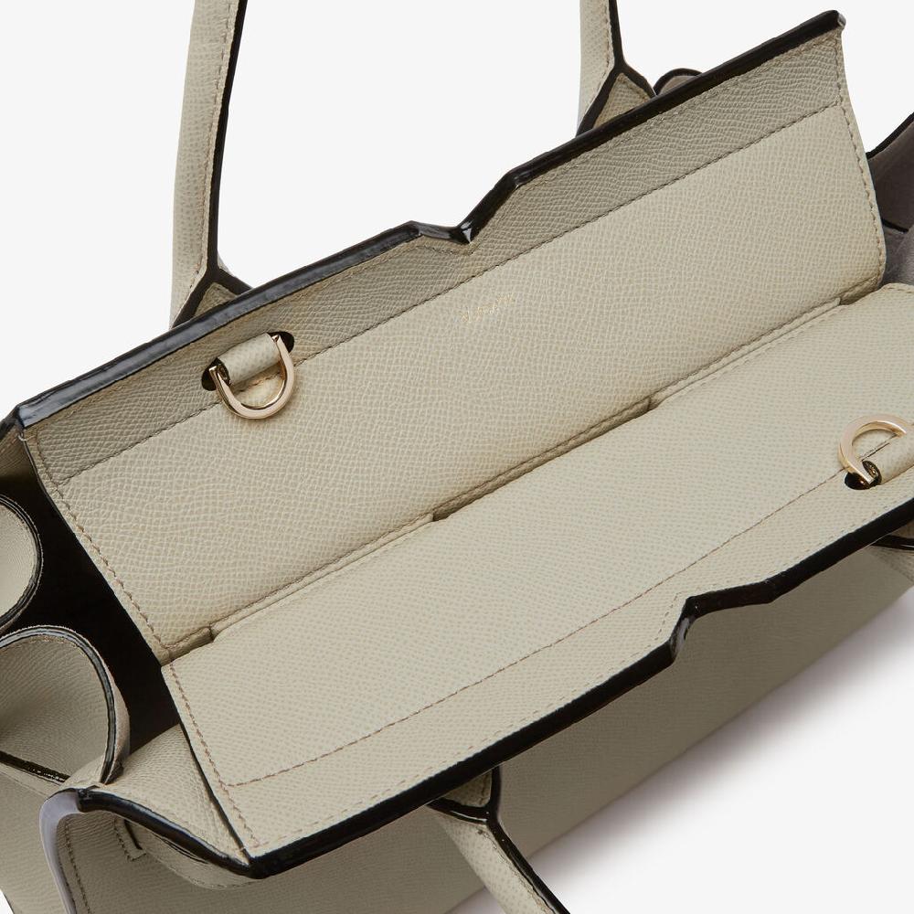 Valextra Borsa A Due Manici Milano Media | Pelle di vitello Millepunte Soft | Grigio Lino | Valextra Pezzi Unici
