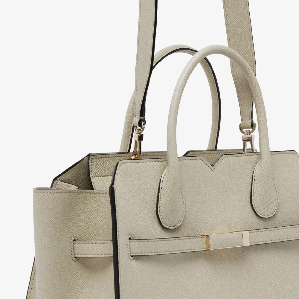Valextra Borsa A Due Manici Milano Media | Pelle di vitello Millepunte Soft | Grigio Lino | Valextra Pezzi Unici