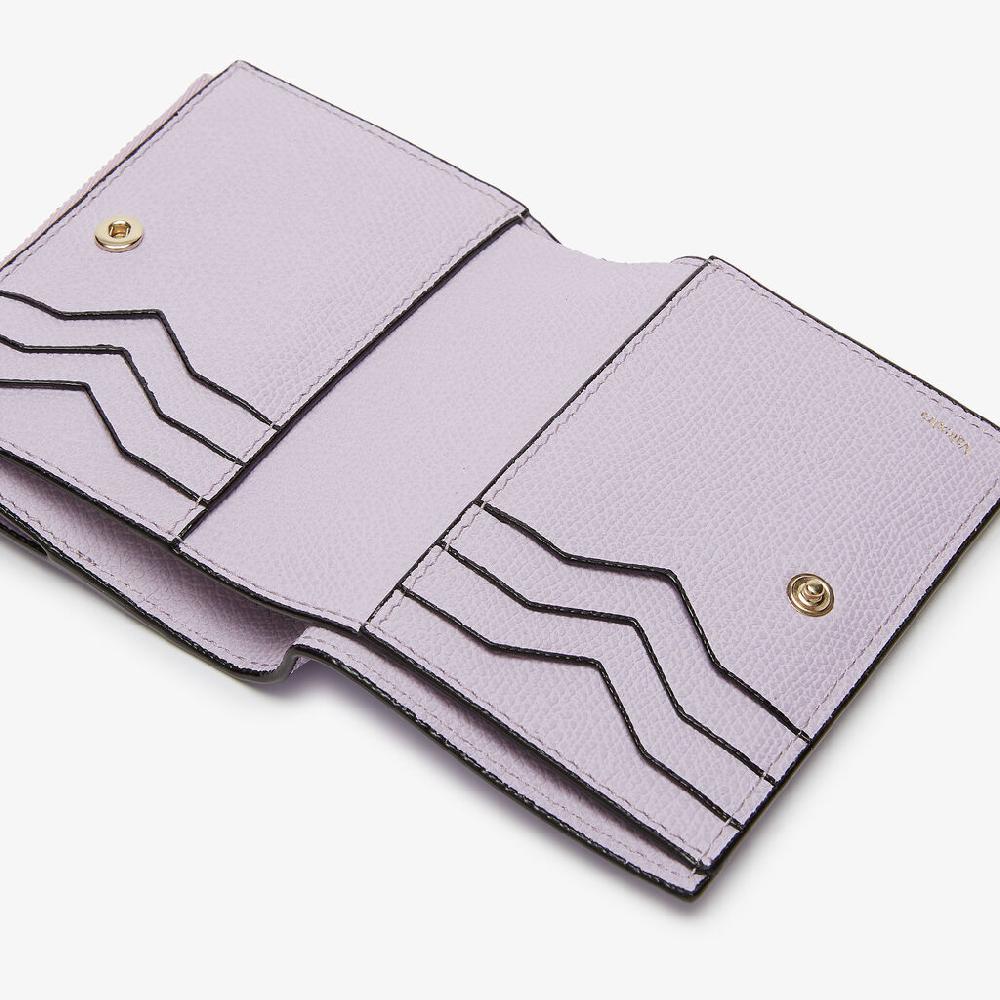 Valextra Portafoglio bifold da Donna di Lusso in Pelle Lilla | Valextra Consegna Veloce