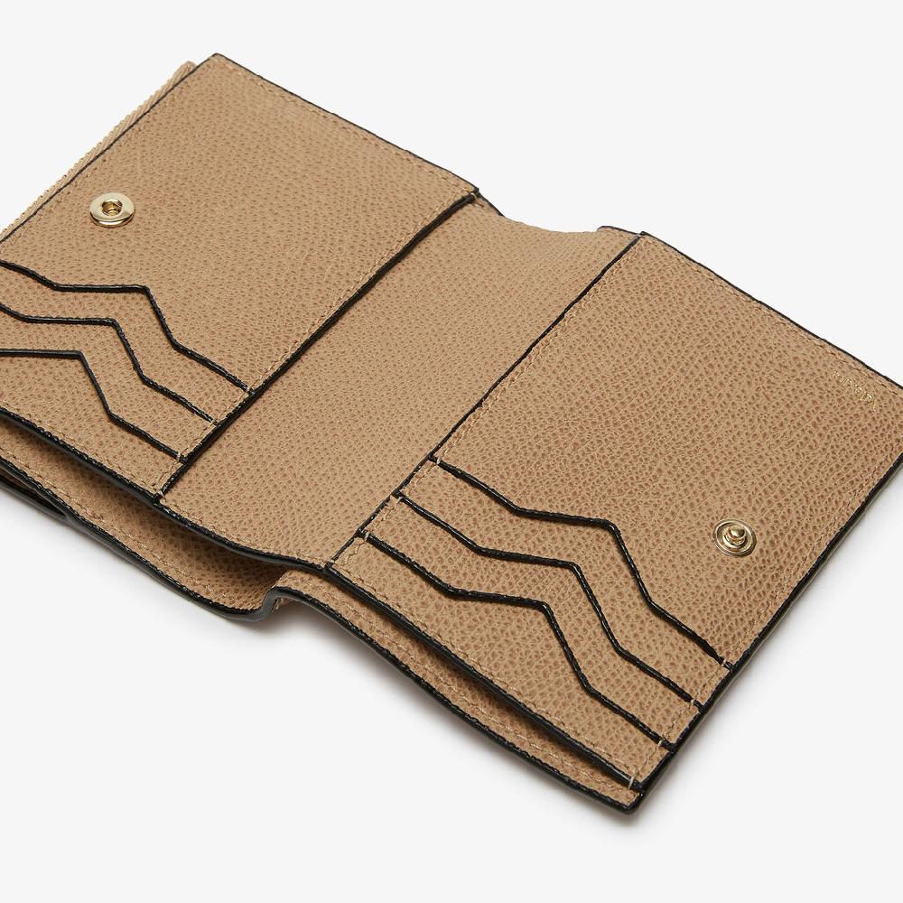 Valextra Portafoglio bifold con bottone di Lusso in Pelle Beige | Valextra Promozione Limitata