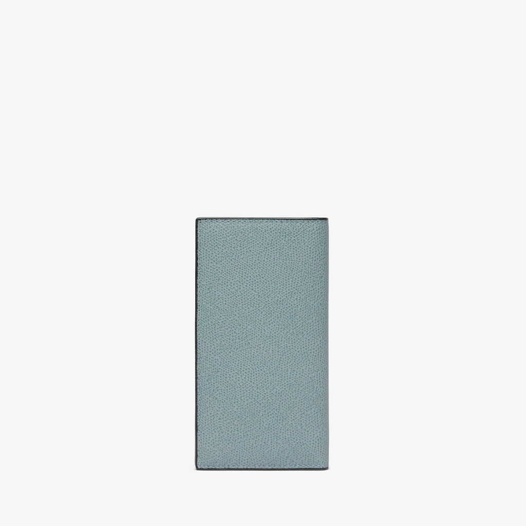 Valextra Portafoglio verticale bifold in Pelle Azzurra cerulea | Valextra Shopping Online