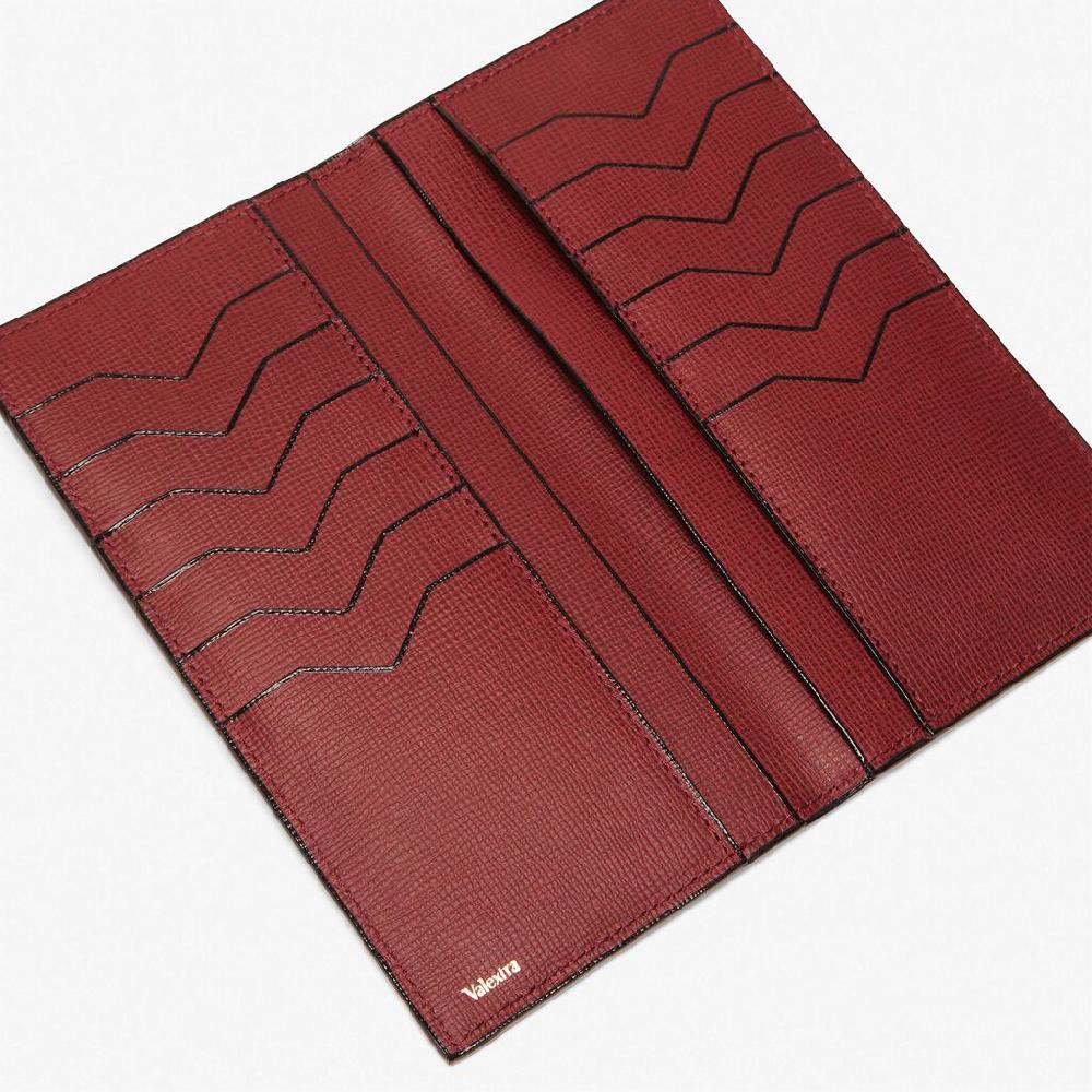 Valextra Portafoglio verticale Bifold in Pelle Bordeaux | Valextra 50% di sconto per tempo limitato