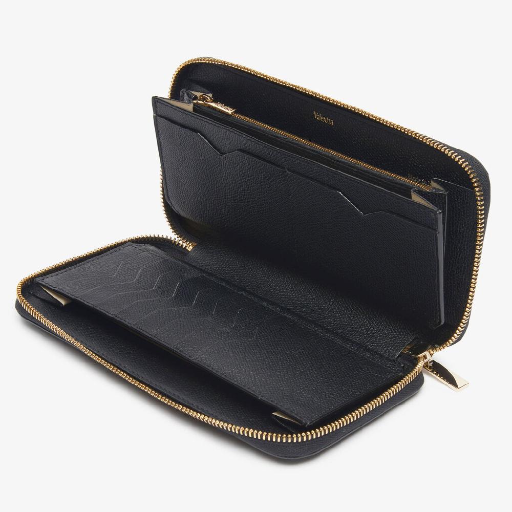 Valextra Portafoglio da Donna di Lusso in Pelle Nera | Valextra Zip Around Online