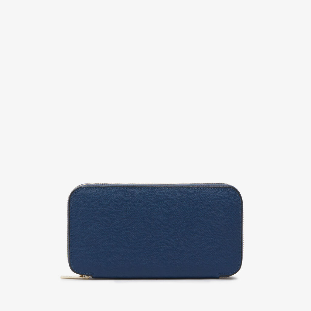 Valextra Portafoglio da Uomo in Pelle Blu Zaffiro | Valextra Zip Around Outlet