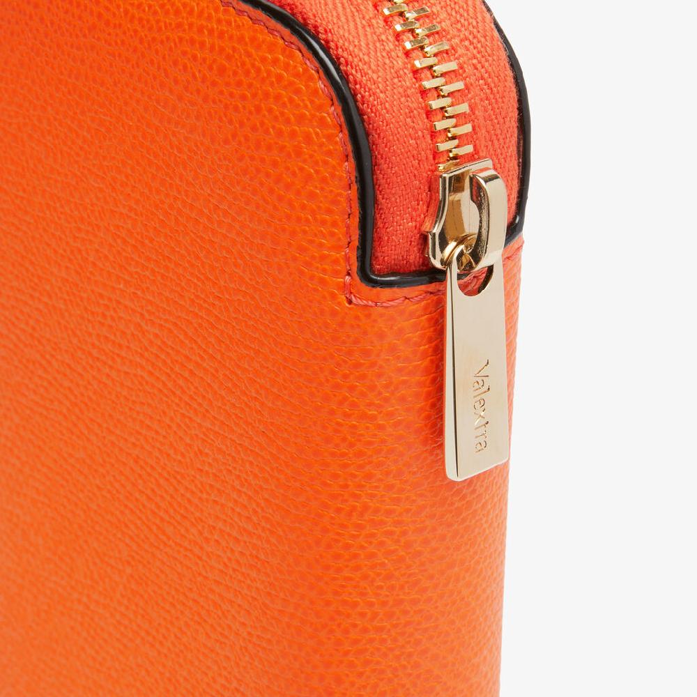 Valextra Portafoglio da Donna in Pelle Arancione | Valextra Zip Around Spedizione Gratuita