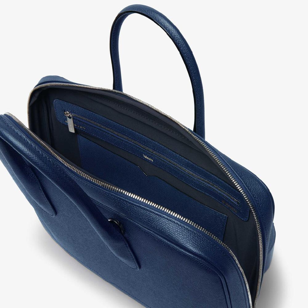 Valextra Borsa da computer Uomo in Pelle Blu Zaffiro | Valextra My Logo Qualità