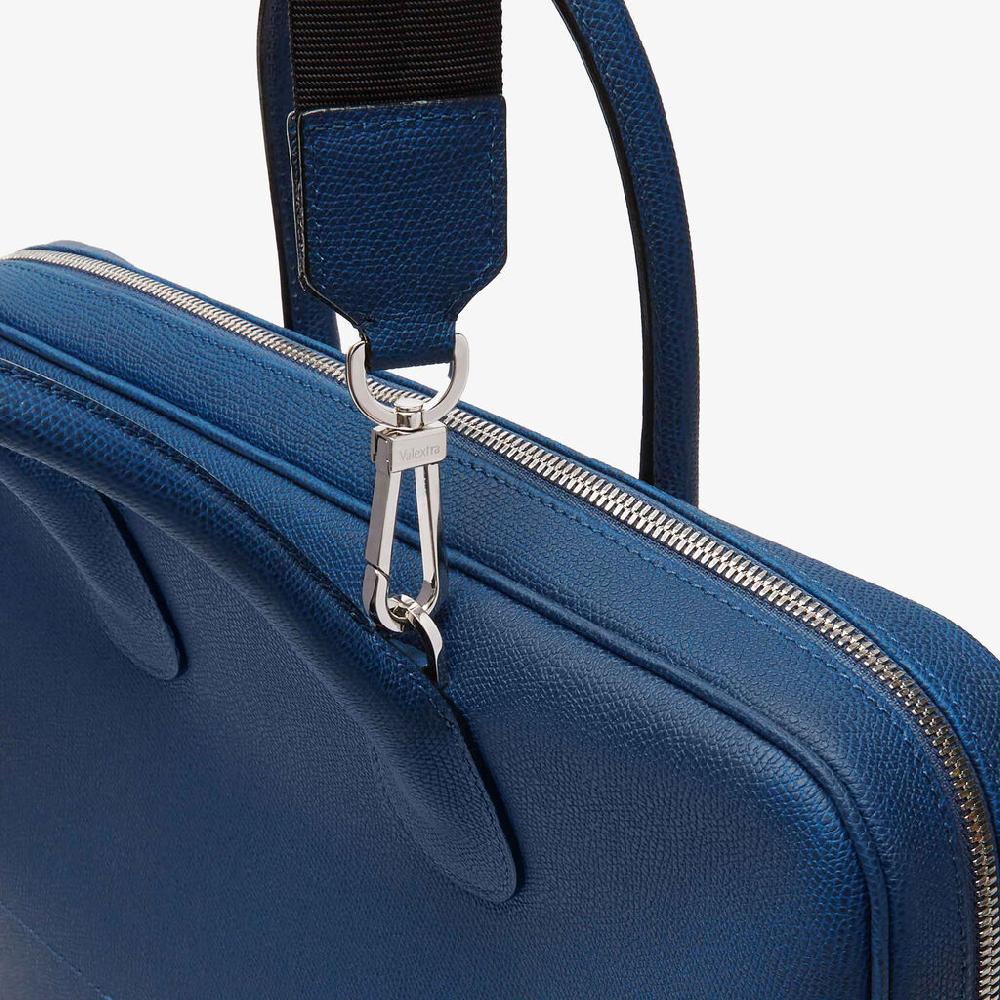 Valextra Borsa da computer Uomo in Pelle Blu Zaffiro | Valextra My Logo Qualità
