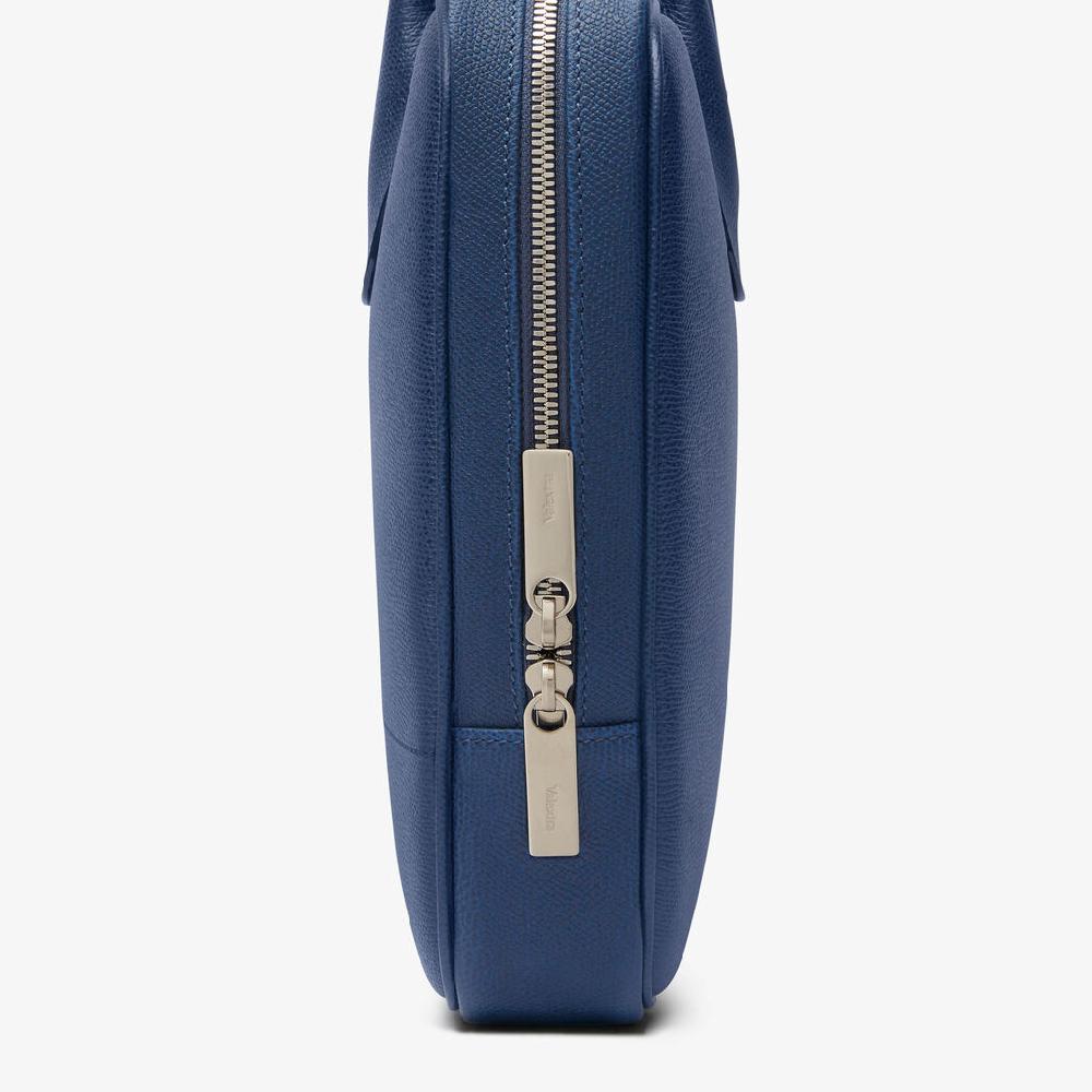 Valextra Borsa da computer Uomo in Pelle Blu Zaffiro | Valextra My Logo Qualità