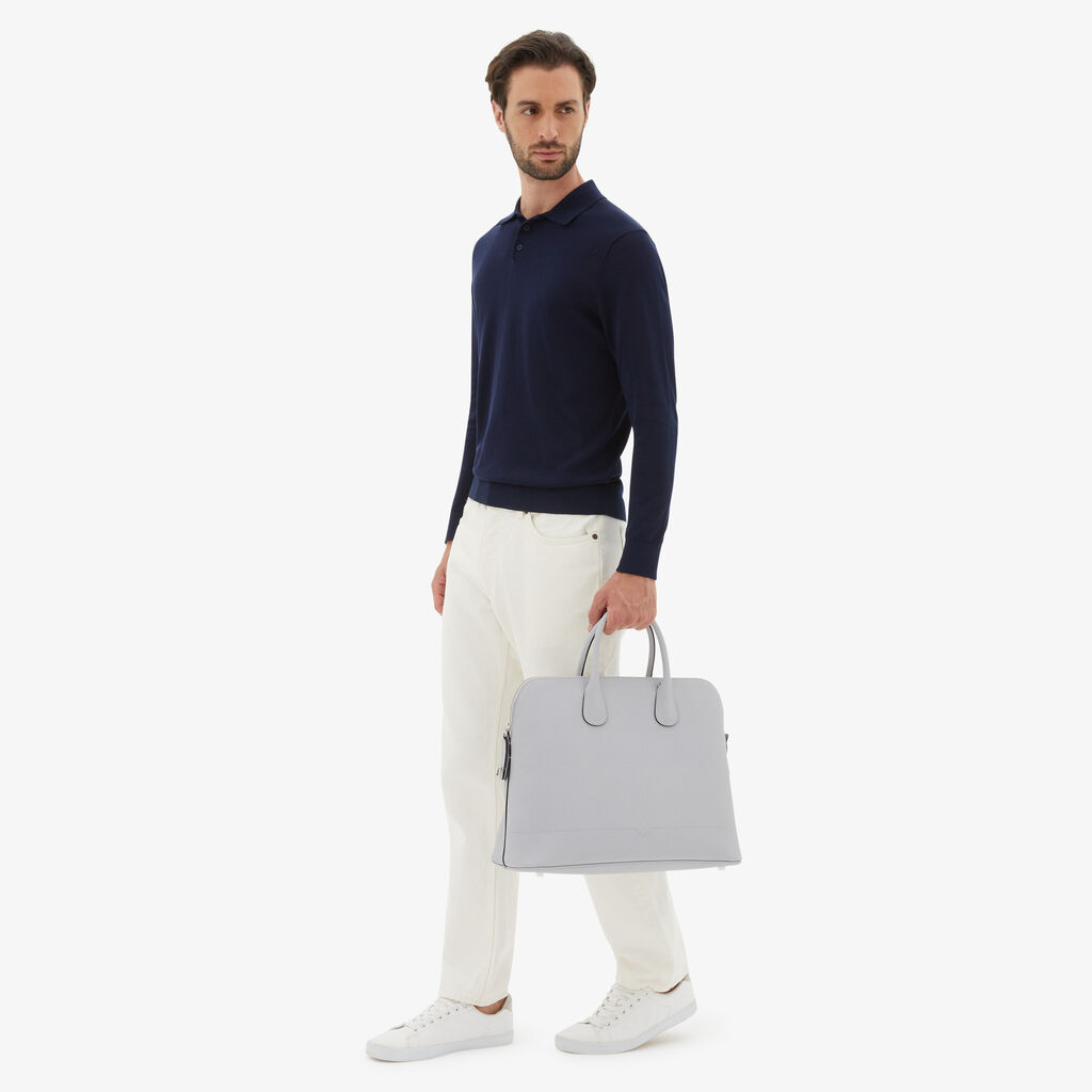 Valextra Borsa tote da Uomo in Pelle Grigia Sasso | Valextra My Logo Spedizione Gratuita