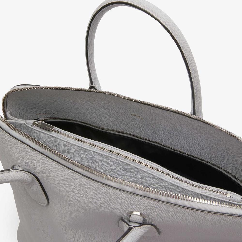 Valextra Borsa tote da Uomo in Pelle Grigia Sasso | Valextra My Logo Spedizione Gratuita