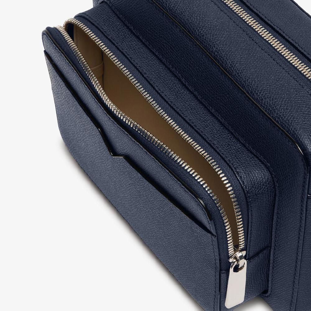 Valextra Borsetta Reporter in Pelle Blu con zip | Valextra V-Line Pezzi Unici
