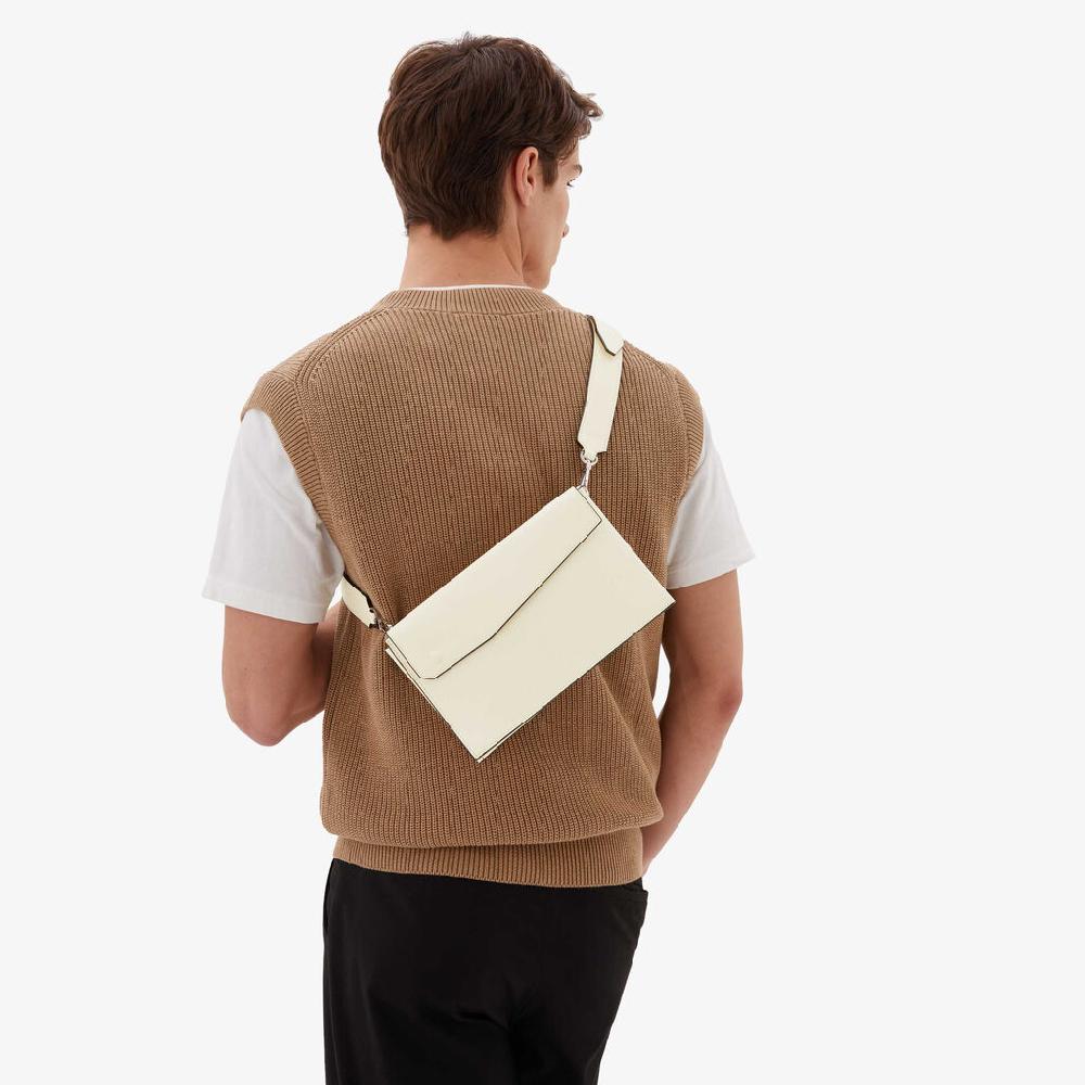 Valextra Borsa a tracolla da Uomo in Pelle Bianca | Valextra Pocket Consegna Veloce