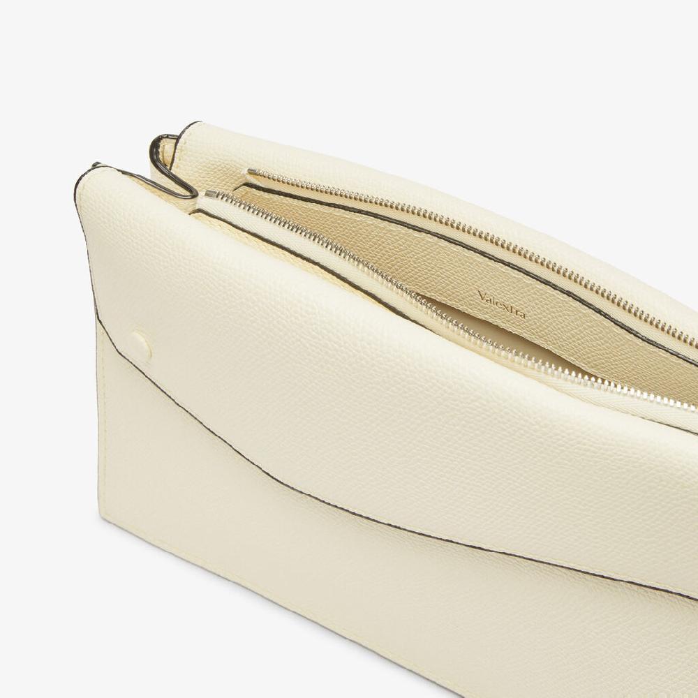 Valextra Borsa a tracolla da Uomo in Pelle Bianca | Valextra Pocket Consegna Veloce