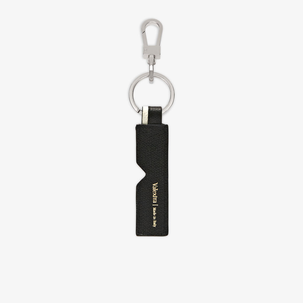 Valextra Portachiavi intarsia da Donna in Pelle Nera e Bianca | Valextra Shopping Online