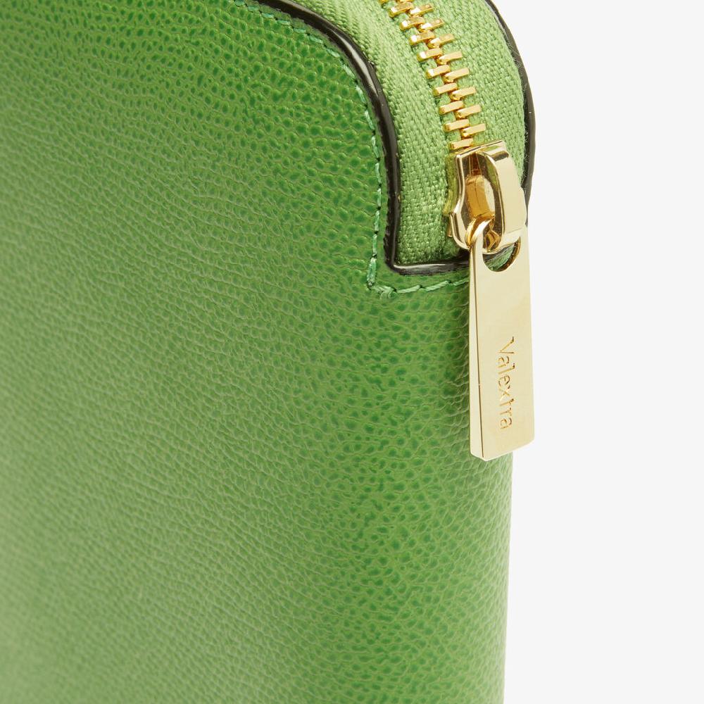 Valextra Portafoglio da Donna di Lusso in Pelle Verde | Valextra Zip Around Saldi