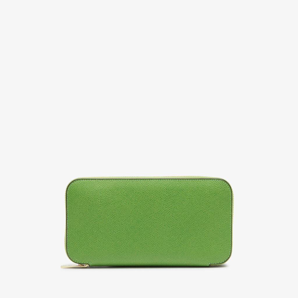 Valextra Portafoglio da Donna di Lusso in Pelle Verde | Valextra Zip Around Saldi