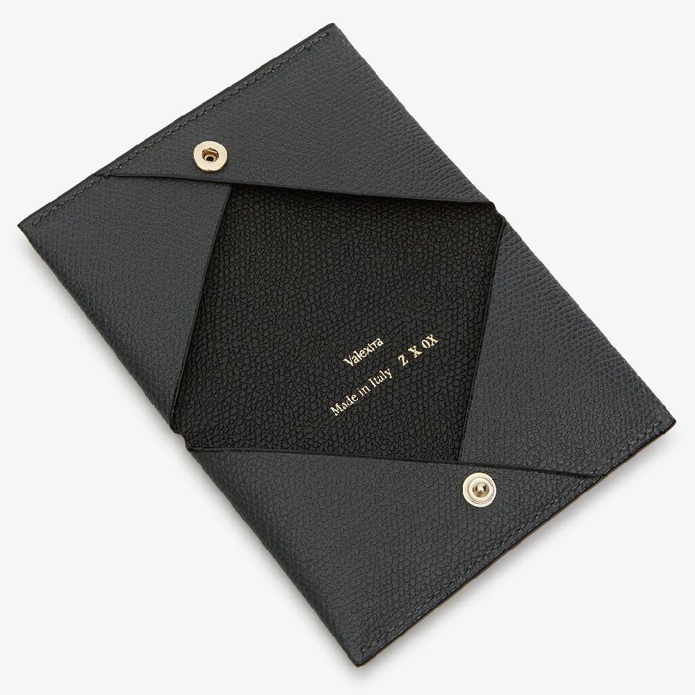Valextra Porta carte da Uomo di Lusso in Pelle Grigia e Nera | Valextra Saldi Di Fabbrica