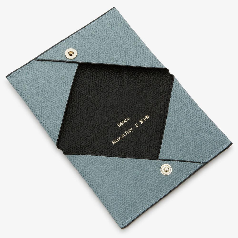 Valextra Porta carte piccolo di Lusso in Pelle Blu e Nera | Valextra Vendite Flash