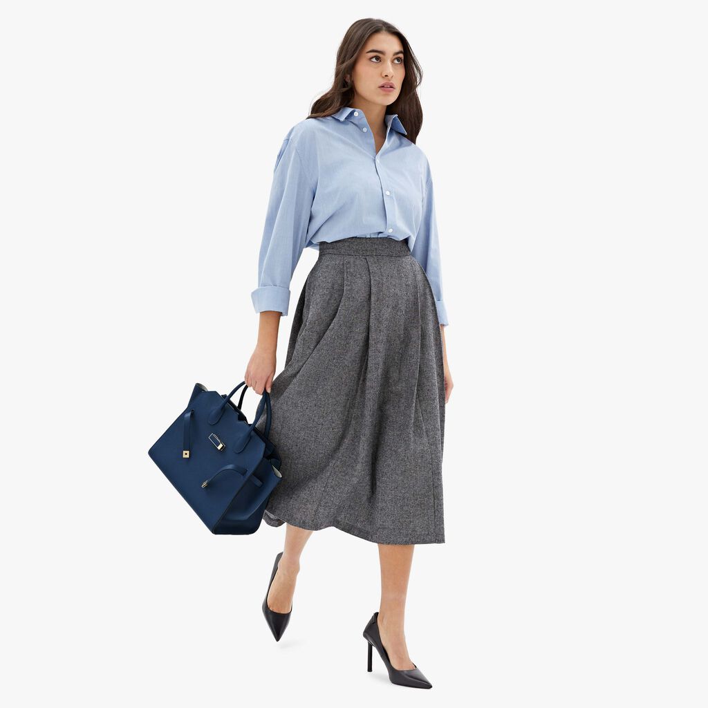 Valextra Borsa due manici da Donna in Pelle Blu Zaffiro | Valextra Negozio