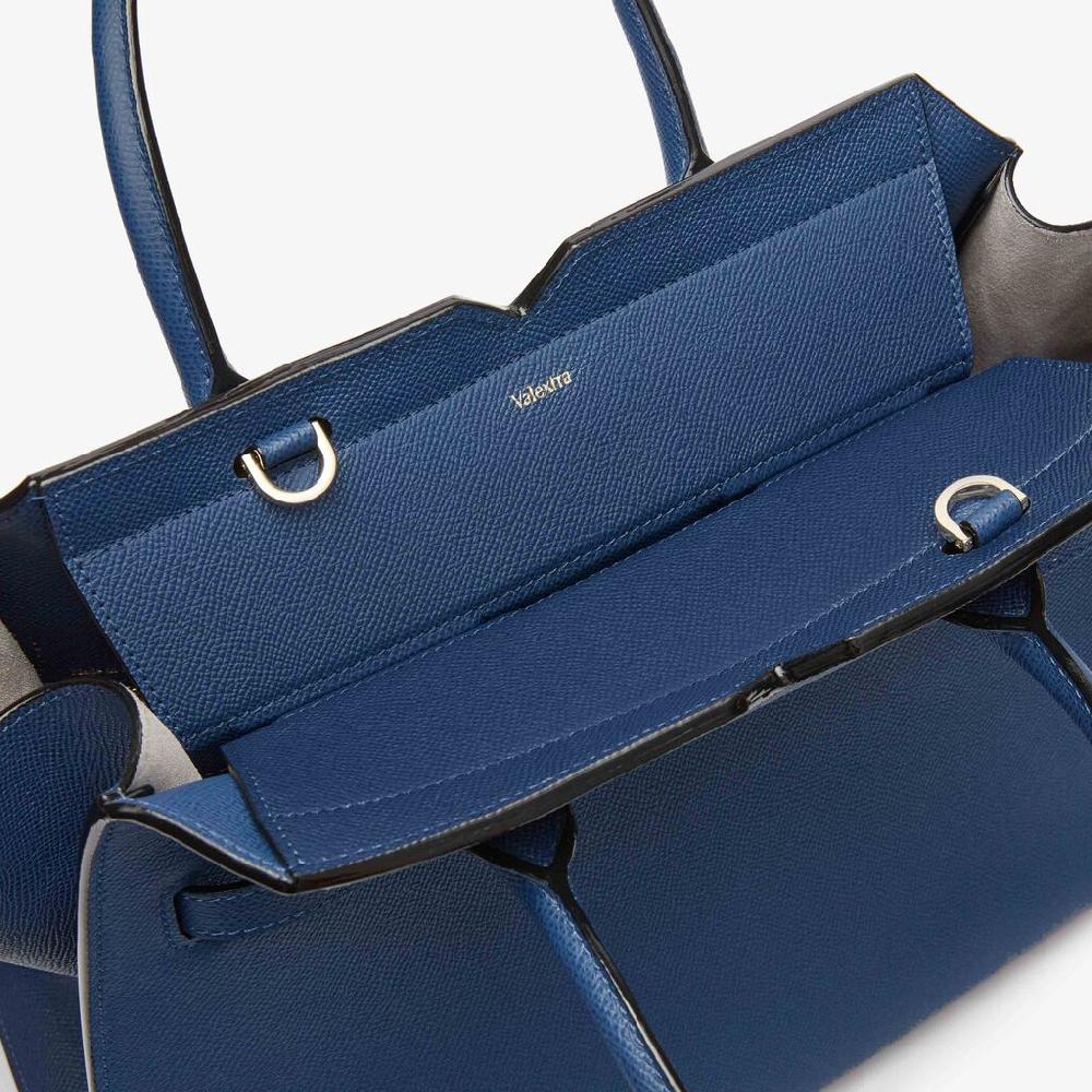 Valextra Borsa due manici da Donna in Pelle Blu Zaffiro | Valextra Negozio