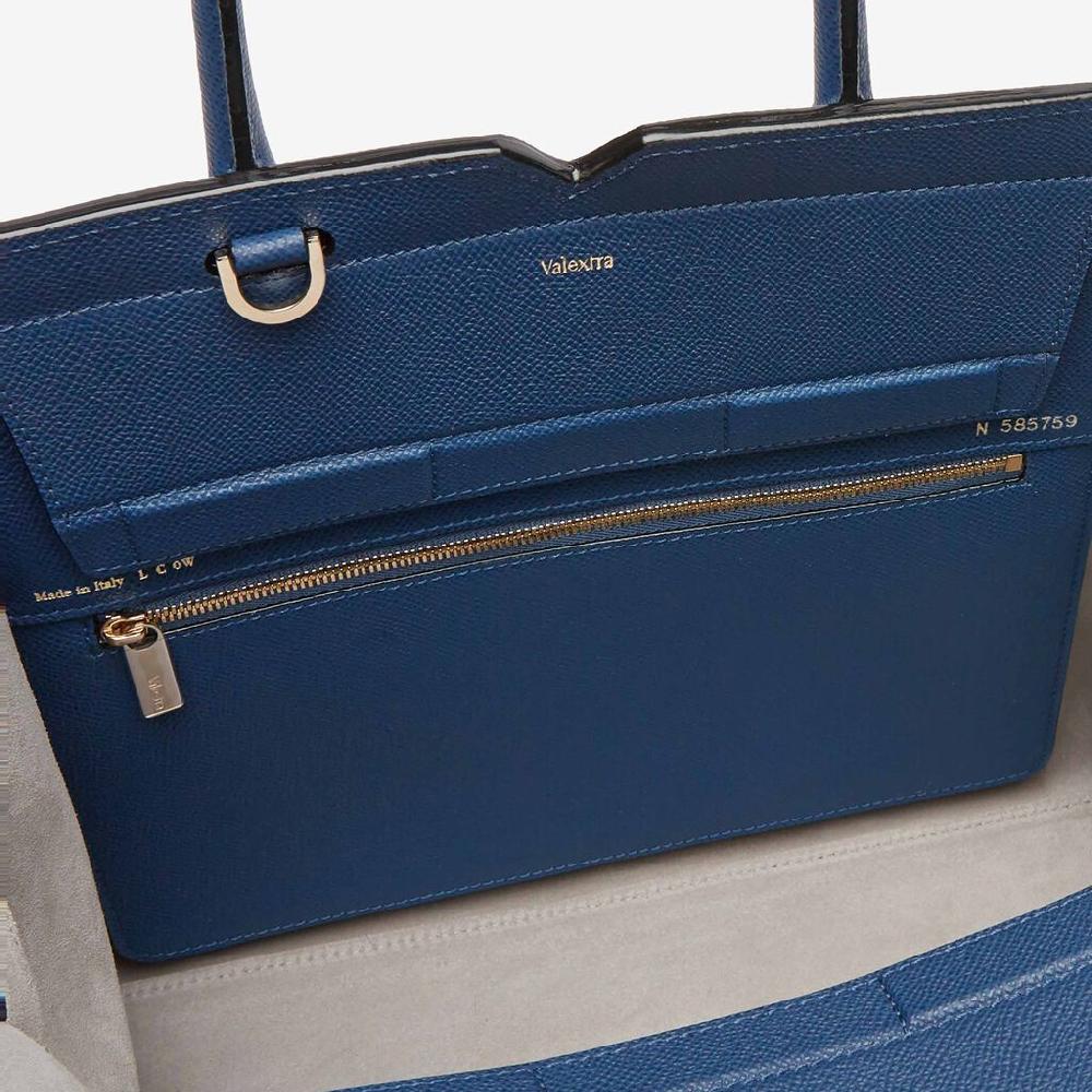 Valextra Borsa due manici da Donna in Pelle Blu Zaffiro | Valextra Negozio