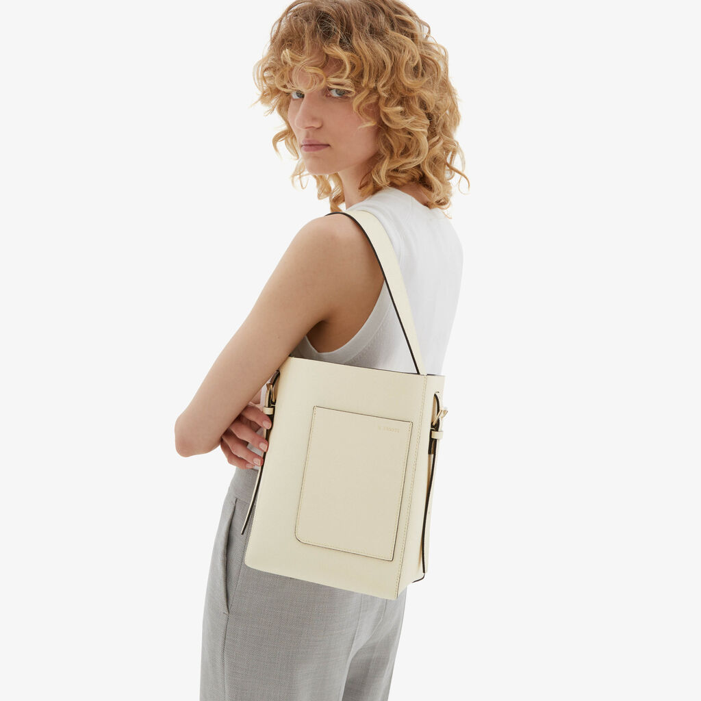 Valextra Borsa a secchiello da Donna Mini in Pelle Bianca | Valextra Soft In Saldo