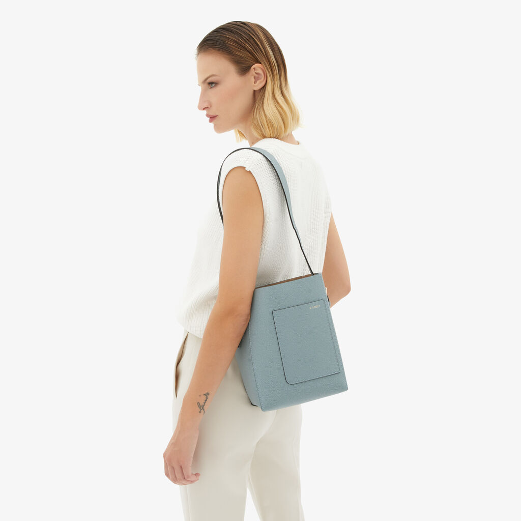 Valextra Borsa a secchiello da Donna Mini in Pelle Azzurra | Valextra Soft Smaltimento dello stoccaggio