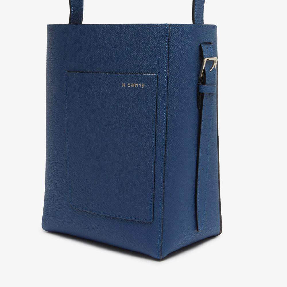 Valextra Borsa a secchiello da Donna in Pelle Blu Zaffiro | Valextra Soft Moda