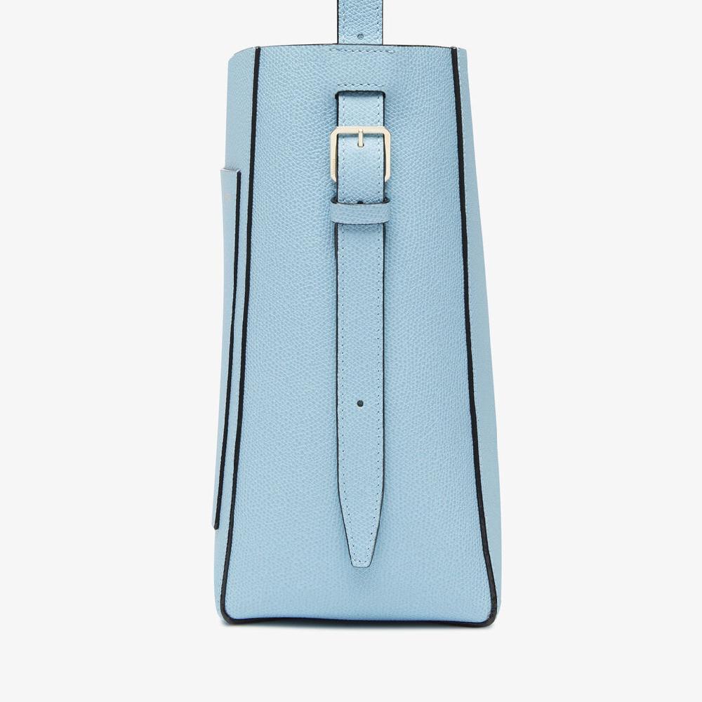 Valextra Borsa a secchiello da Donna Mini in Pelle Blu | Valextra Soft 2025