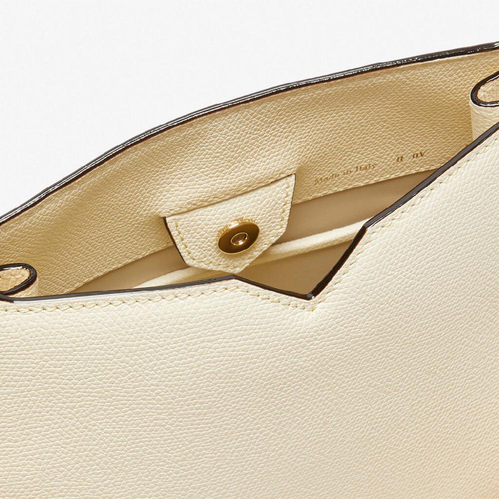 Valextra Borsa a spalla Mini in Pelle Bianca | Valextra Hobo Italy