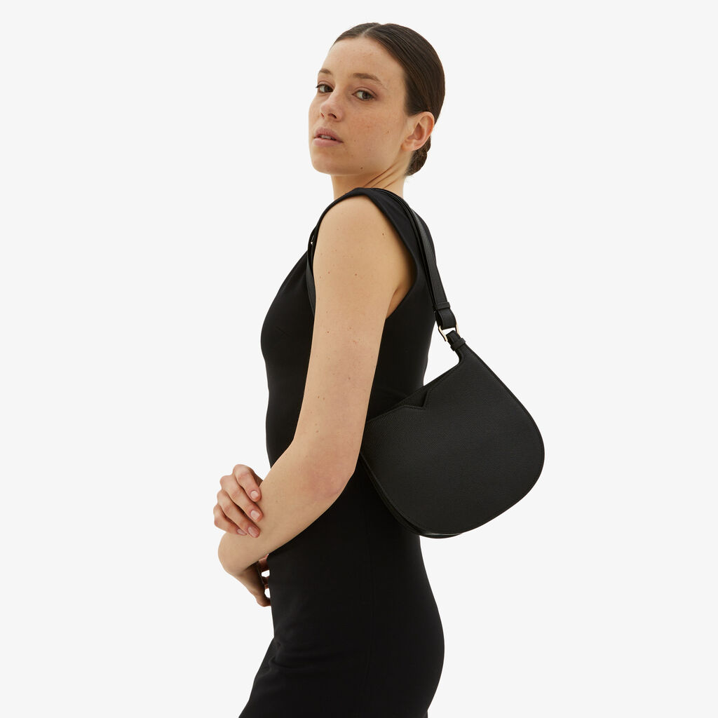 Valextra Borsa a spalla Mini in Pelle Nera | Valextra Hobo 2025