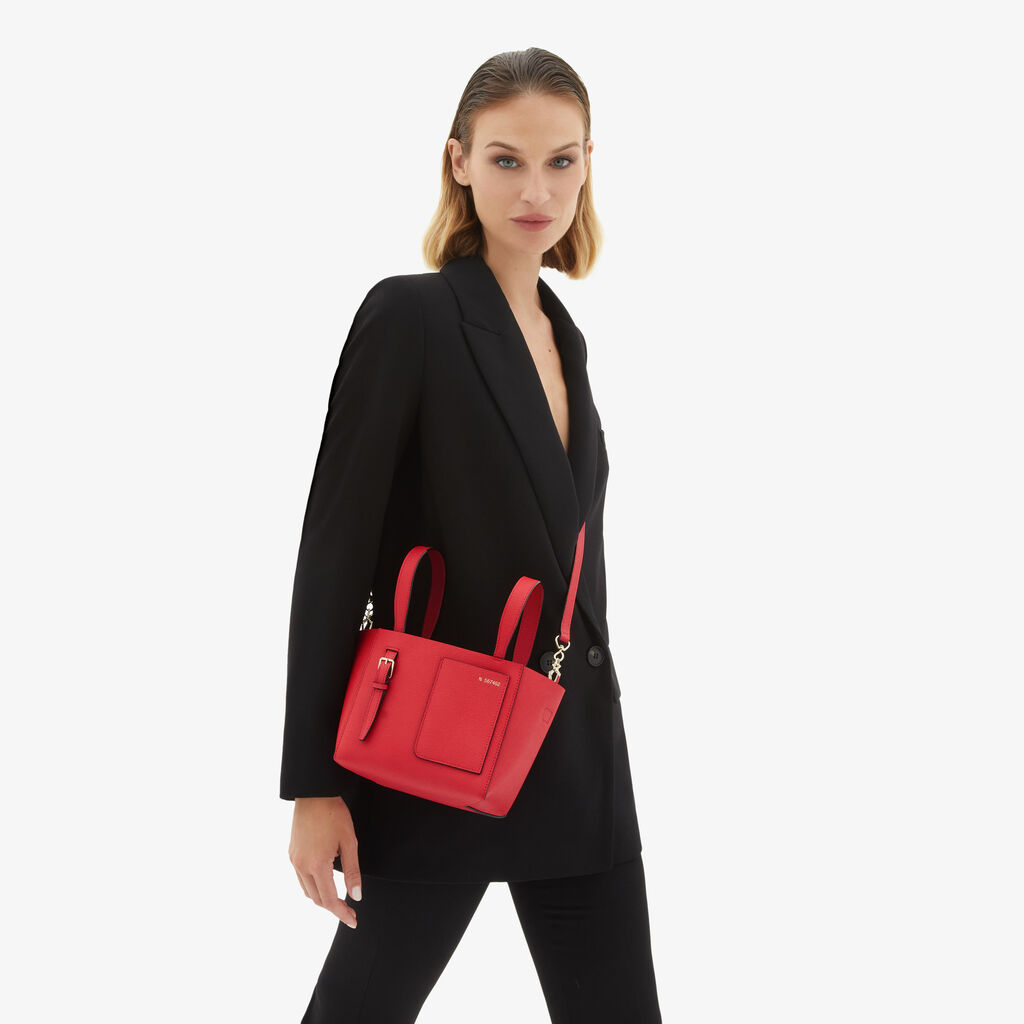 Valextra Borsa a secchiello da Donna in Pelle Rossa | Valextra Soft Vendita