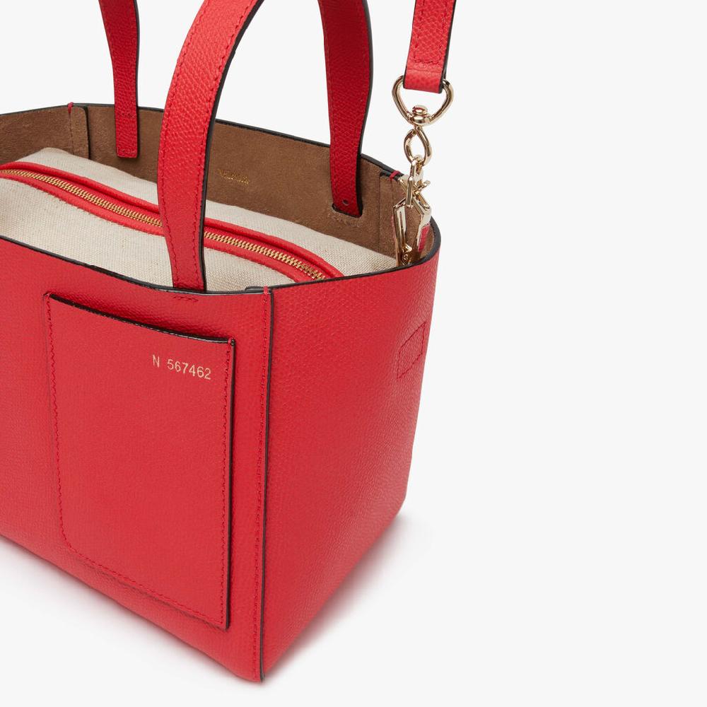 Valextra Borsa a secchiello da Donna in Pelle Rossa | Valextra Soft Vendita