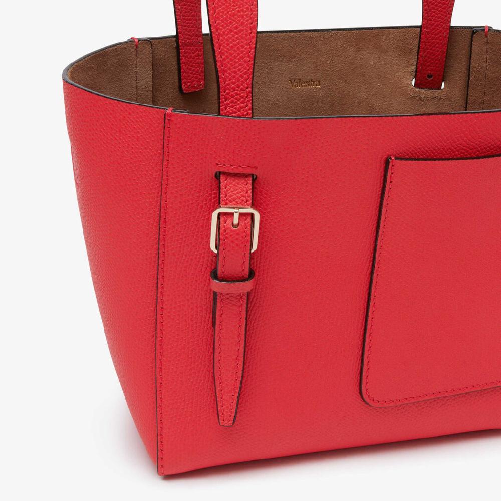 Valextra Borsa a secchiello da Donna in Pelle Rossa | Valextra Soft Vendita