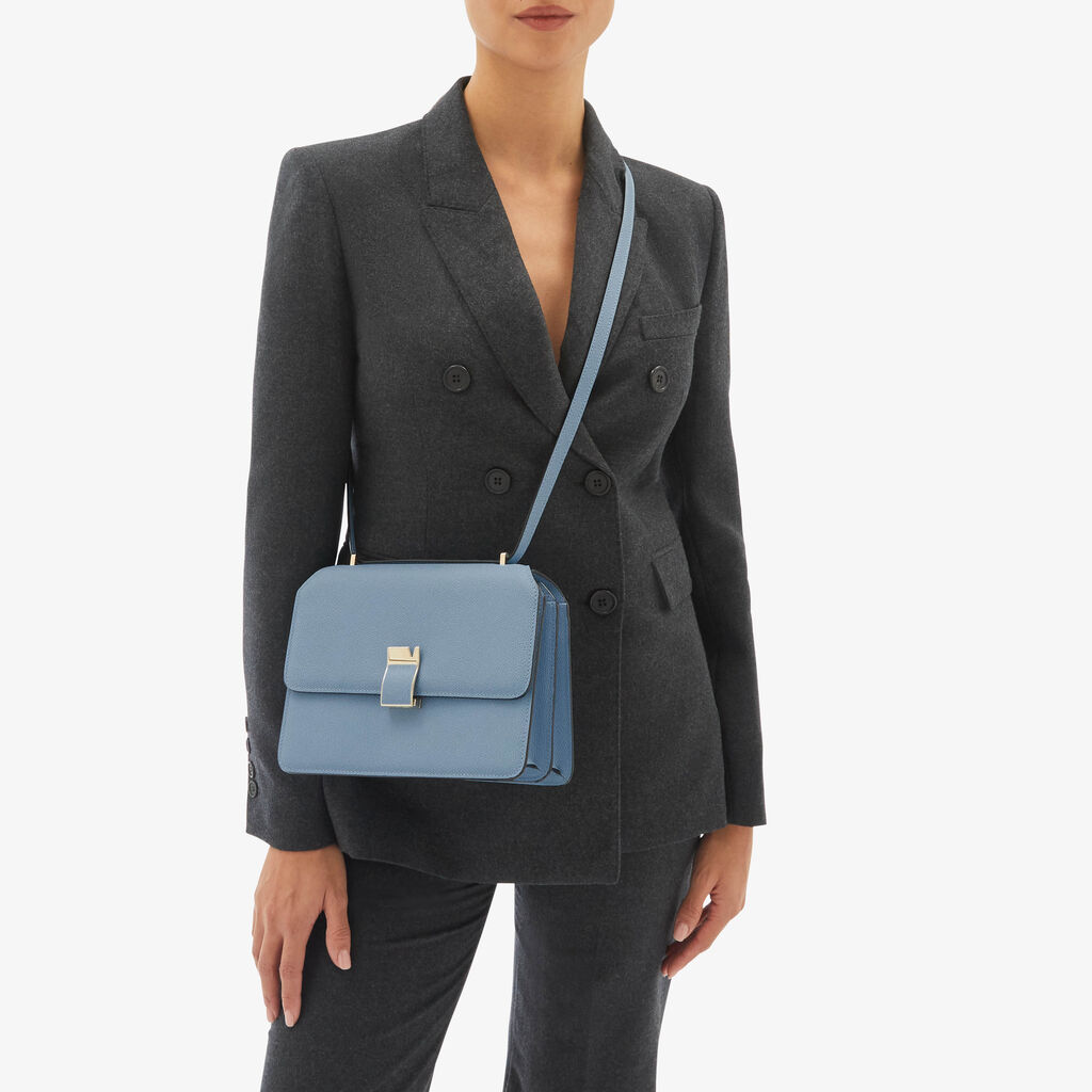 Valextra Borsa tracolla da Donna di Lusso in Pelle Azzurra | Valextra Spedizione Gratuita