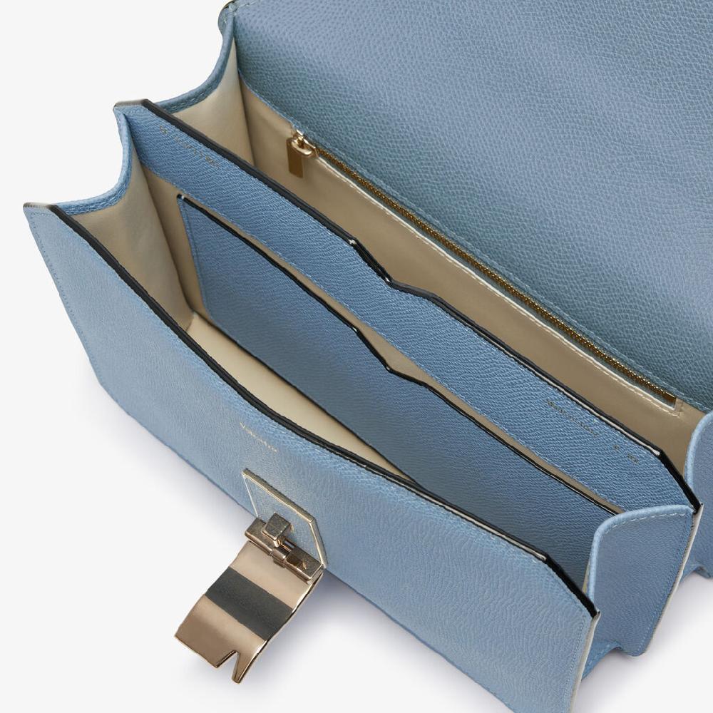 Valextra Borsa tracolla da Donna di Lusso in Pelle Azzurra | Valextra Spedizione Gratuita