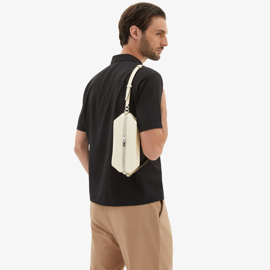 Valextra Borsa Origami Mini da Uomo in Pelle Bianca | Valextra Pezzi Unici